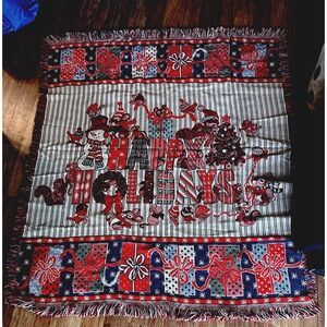 1996 American Weavers "Holiday" Triple Woven Throw Christmas Blanket 50" x 60"